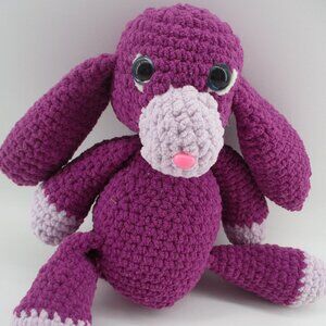 11.5" Magenta Amigurumi Plush Crochet Puppy Dog for Child, Adult, Baby, Nursery.